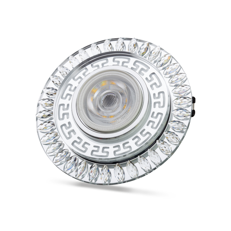 Flora 3W Mavi+4000K Natural Beyaz LED Çerçeveli Dekoratif Kristal Cam Boş Kasa