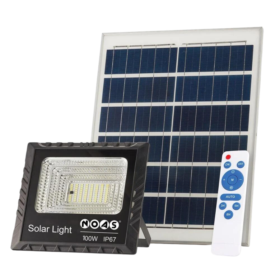 100W 6500K Beyaz Işık Solar Projektör 8000 Lümen IP67 6-8 Saat Çalışma Süresi