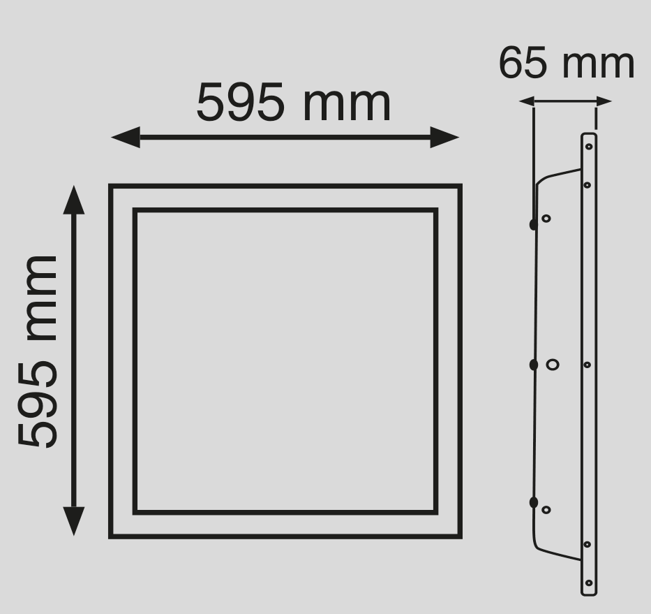 36W 60x60 Felix Backlight LED Panel teknik çizim ve ölçüler