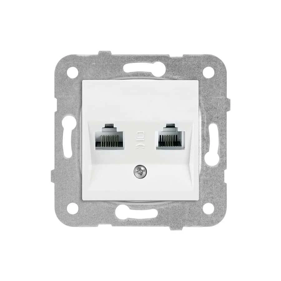 Karre/Meridian Beyaz Data-Nümeris Telefon Prizi (RJ45 Cat5E - RJ11) - Çerçevesiz