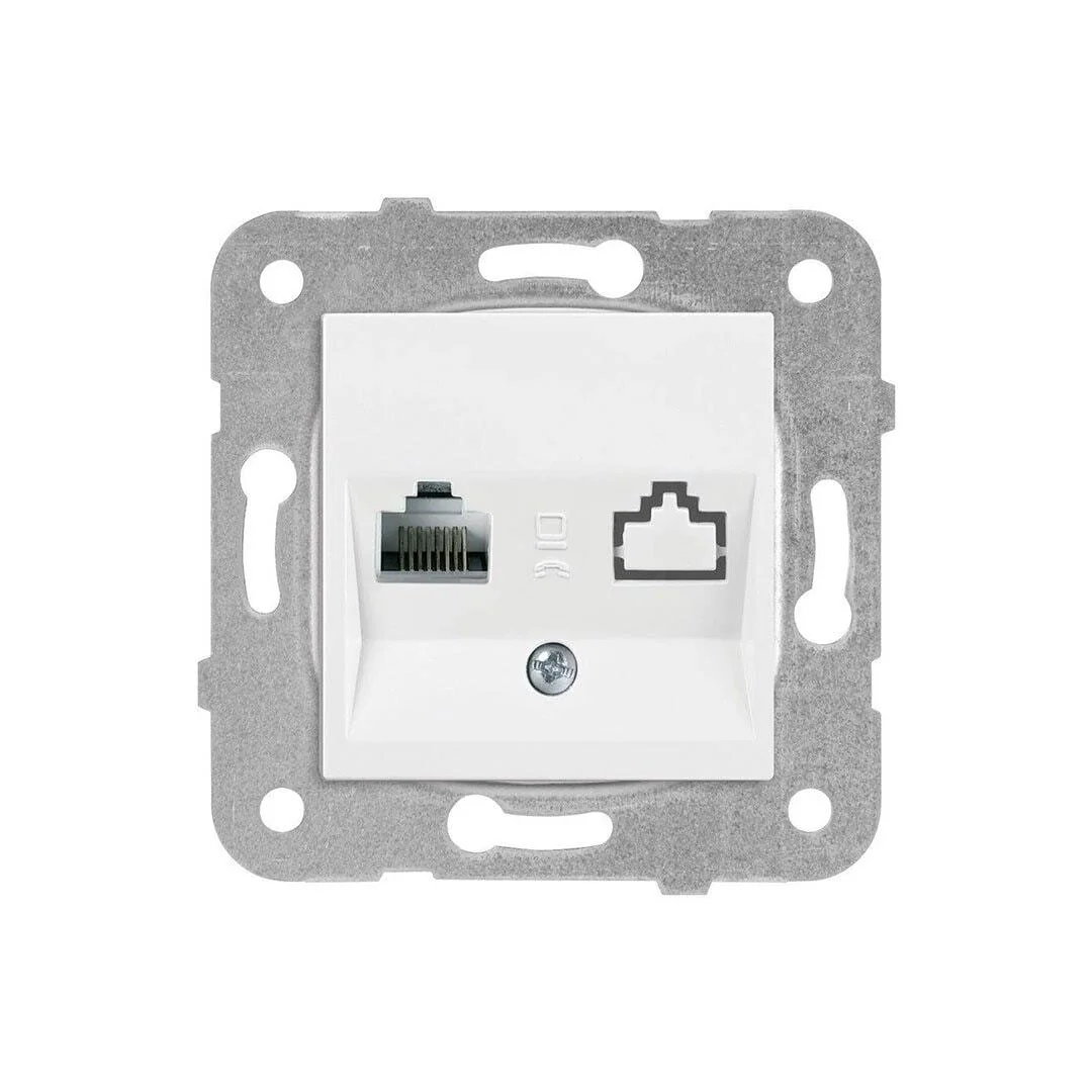 Karre/Meridian Beyaz Tekli Data Prizi (RJ45 Cat5E) - Çerçevesiz