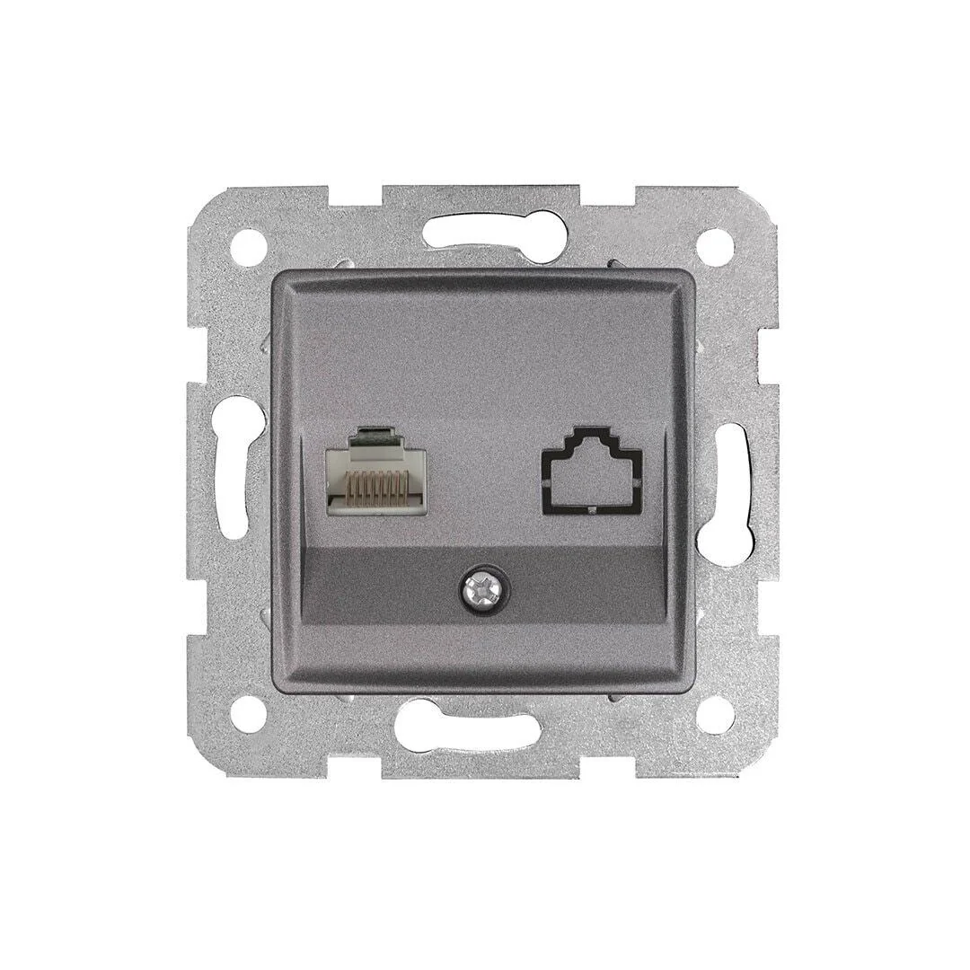 Linnera Life Granit Grisi Tekli Data Prizi (RJ45 CAT5E) - Çerçevesiz