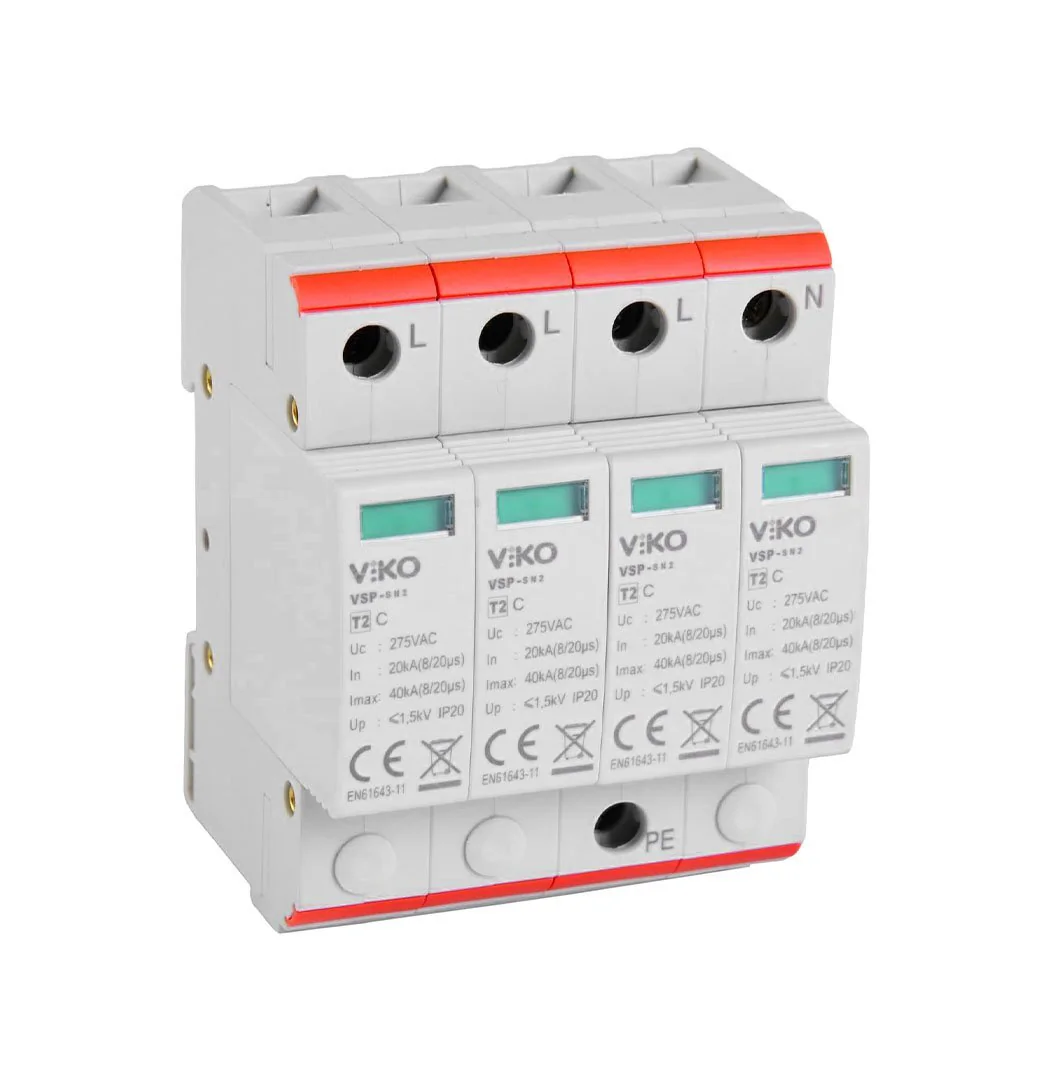 4 Fazlı 40kA 275V AC C Sınıfı Modüler Parafudr