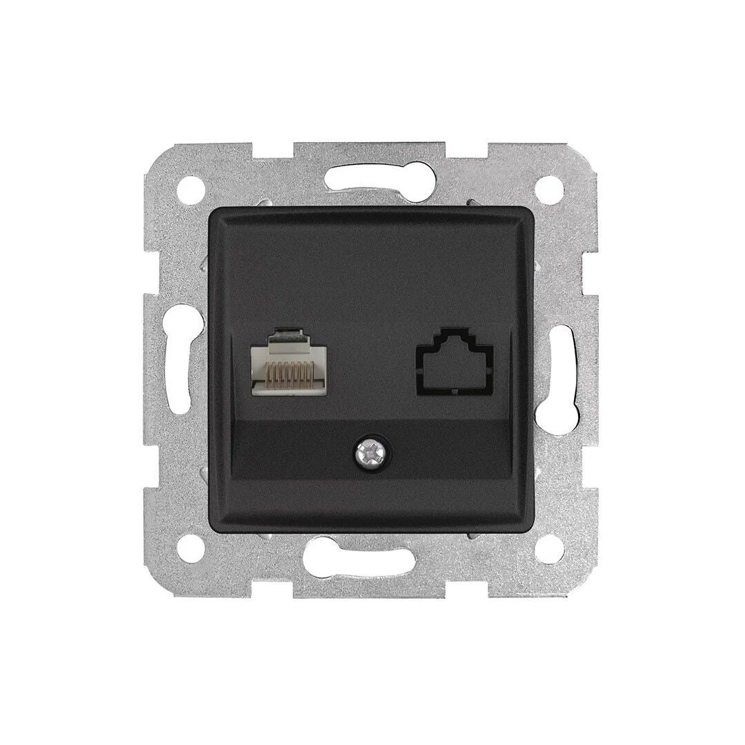 Linnera Life Gece Siyahı Tekli Data Prizi (RJ45 CAT5E) - Çerçevesiz