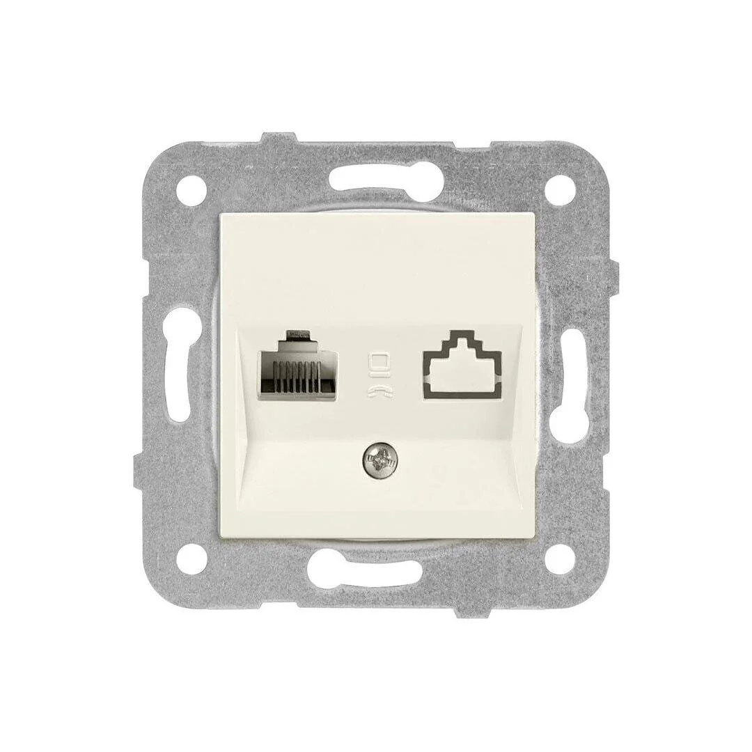Karre/Meridian Krem Tekli Data Prizi (RJ45 Cat5E) - Çerçevesiz