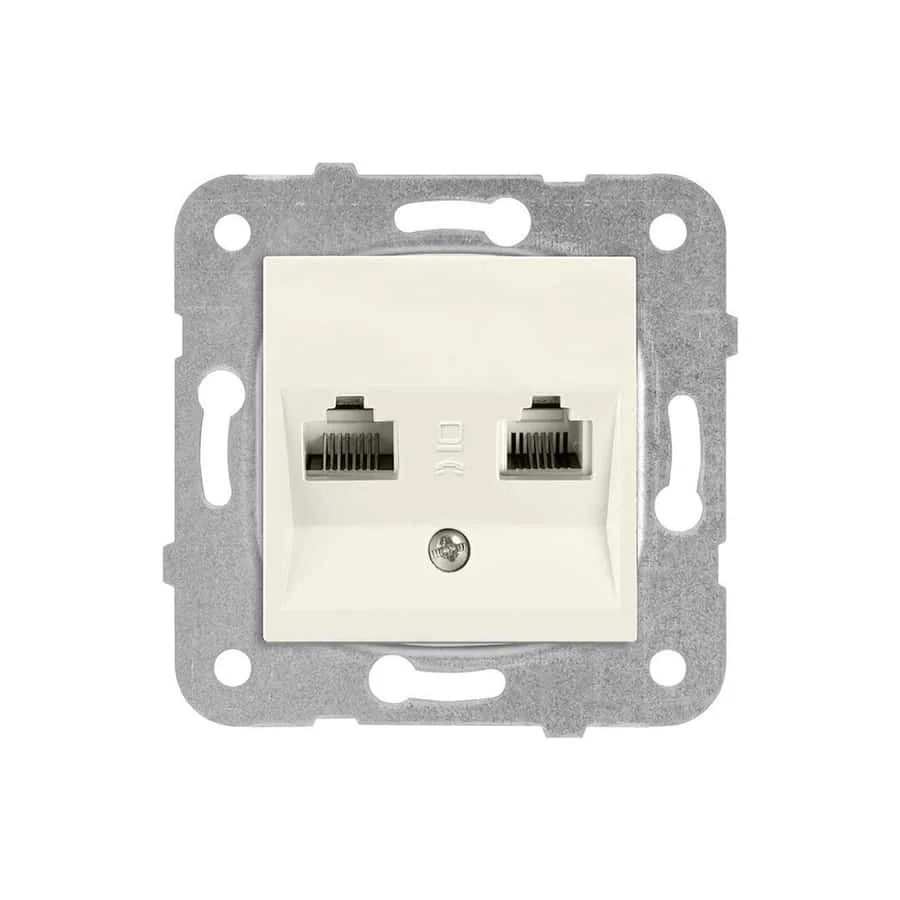 Karre/Meridian Krem Data-Nümeris Telefon Prizi (RJ45 Cat5E - RJ11) - Çerçevesiz