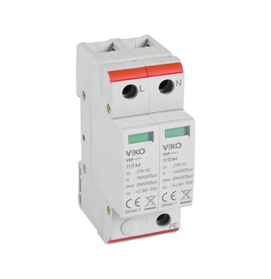 2 Fazlı 50kA 275V AC B+C Sınıfı Modüler Parafudr