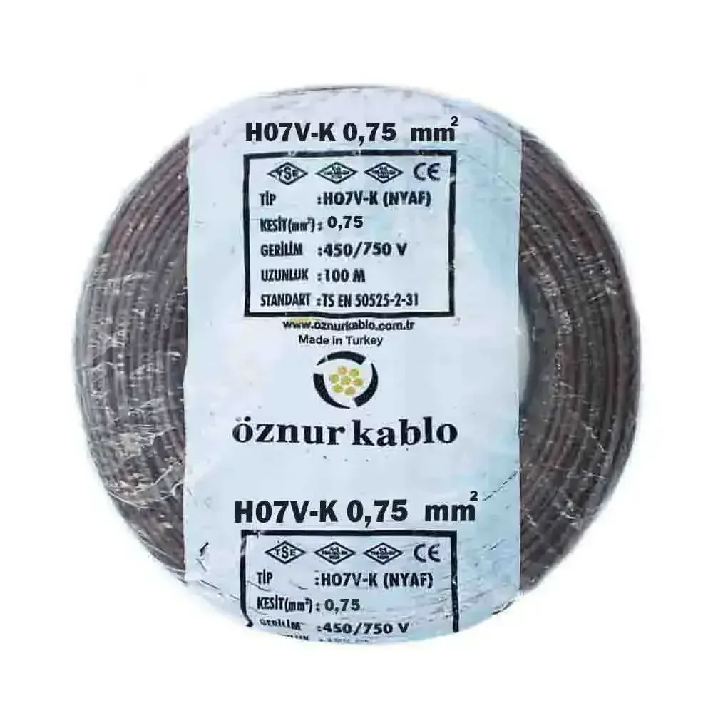 H05V-K 1X0,75 mm² Kahve Renk NYAF Kablo