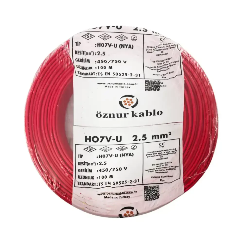 H07V-U 1X2,5 mm² Kırmızı Renk NYA Kablo