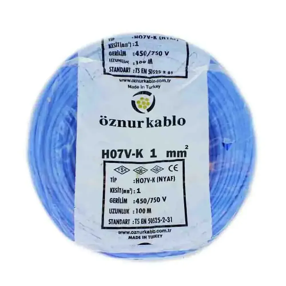 H05V-K 1X1 mm² Mavi Renk NYAF Kablo