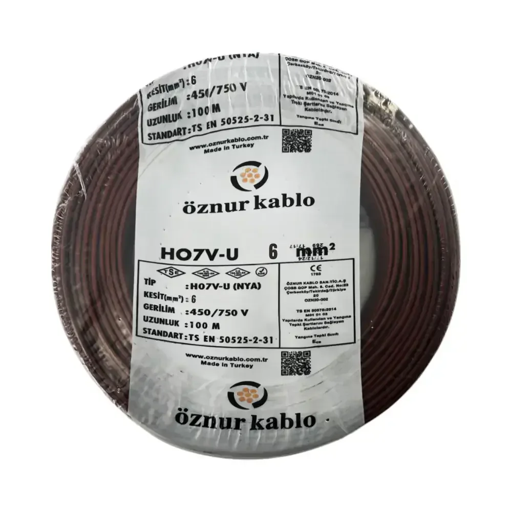 H07V-U 1X6 mm² Kahve Renk NYA Kablo