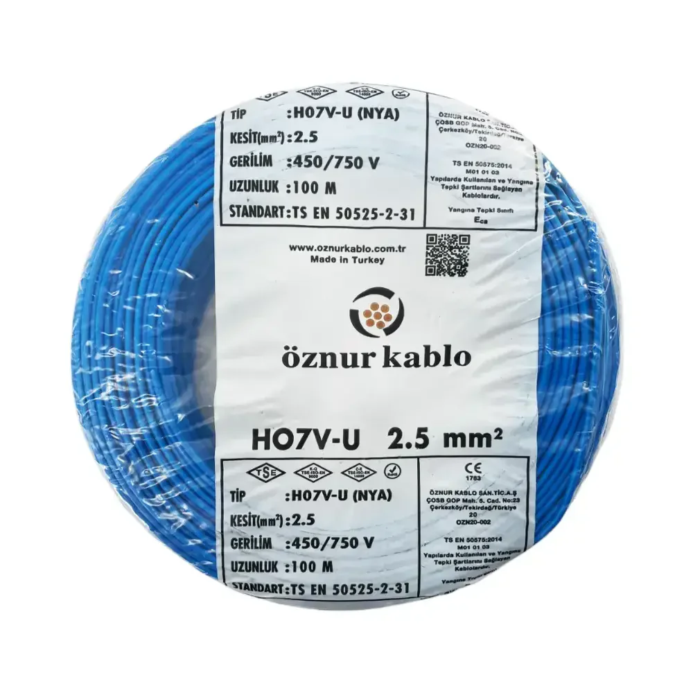 H07V-U 1X2,5 mm² Mavi Renk NYA Kablo