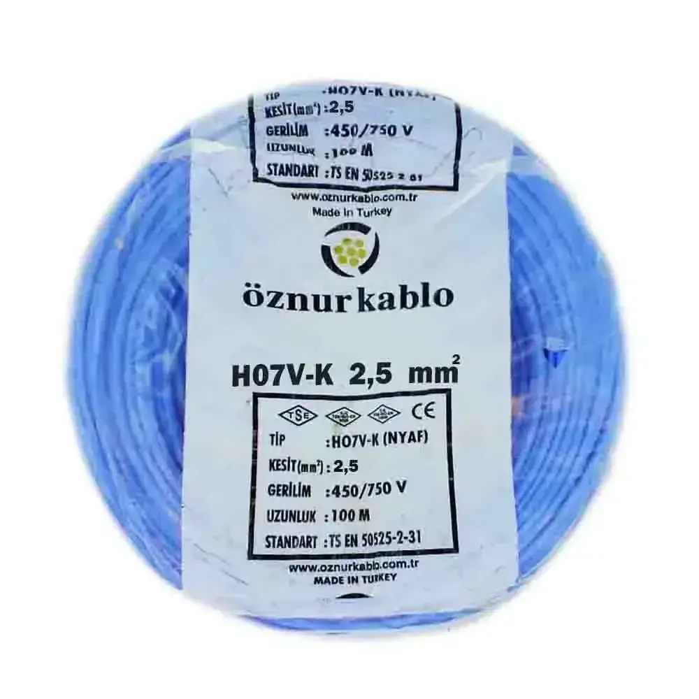 H07V-K 1X2,5 mm² Mavi Renk NYAF Kablo