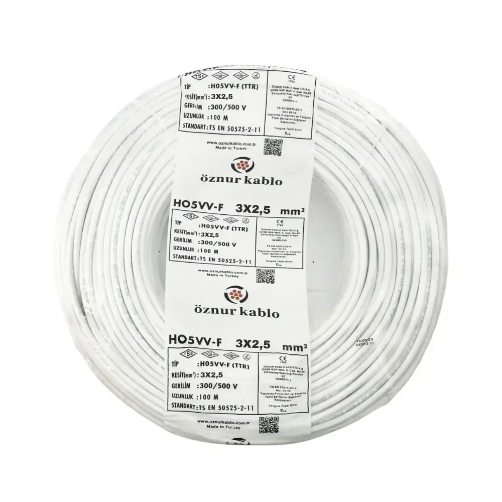 H05VV-F 3X2,5 mm² Beyaz Renk TTR Kablo