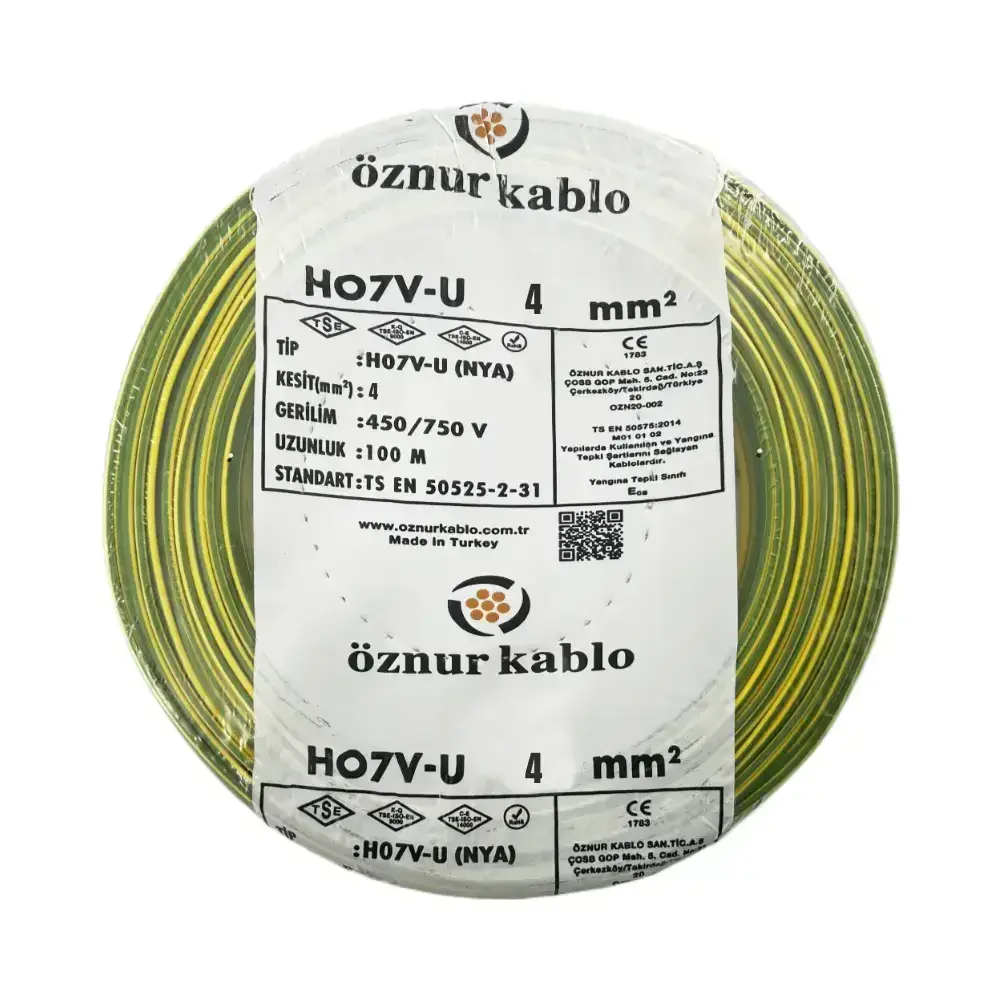 H07V-U 1X4 mm² Sarı-Yeşil Renk NYA Kablo
