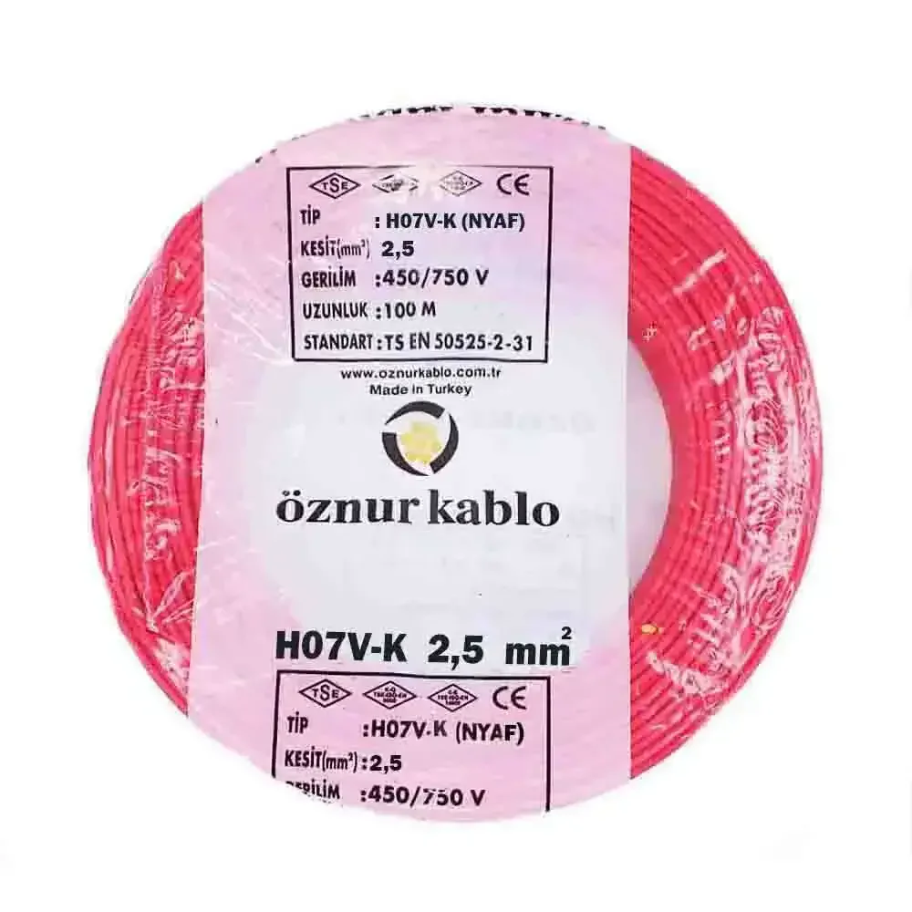H07V-K 1X2,5 mm² Kırmızı Renk NYAF Kablo