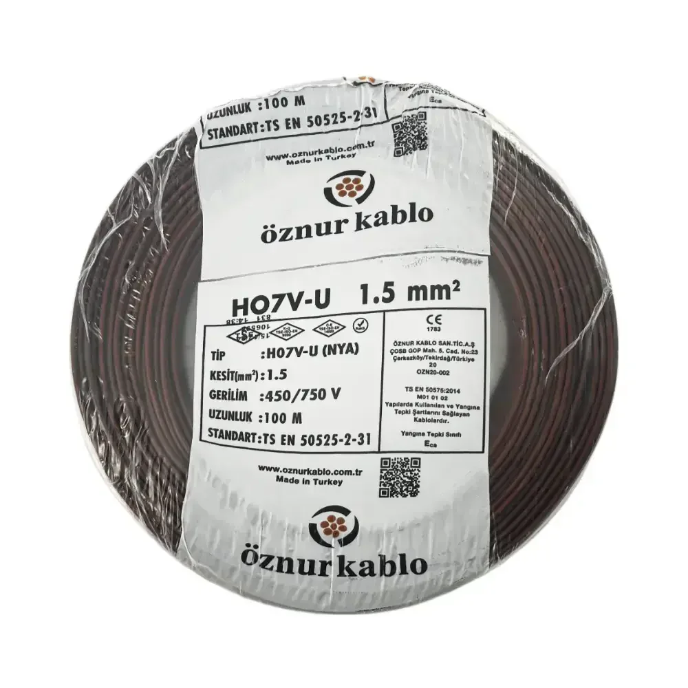 H07V-U 1X1,5 mm² Kahve Renk NYA Kablo
