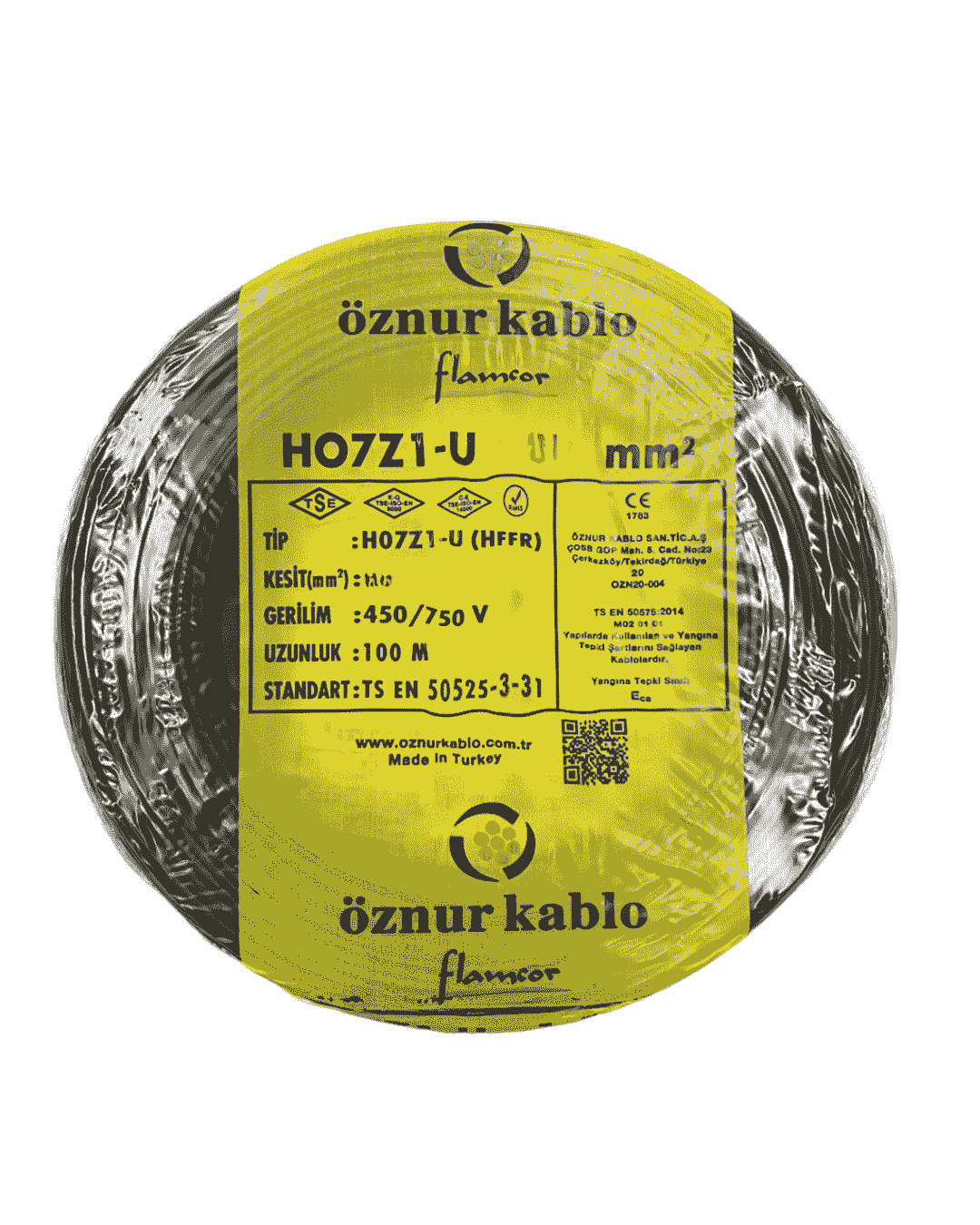 H07Z1-U 1X6 mm² Siyah Renk NYA Halogen Free Kablo