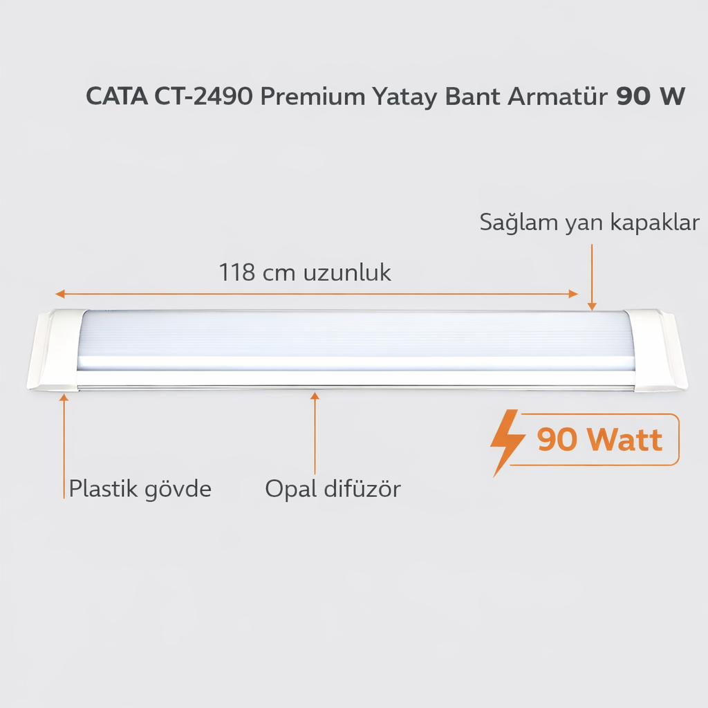 90W Beyaz Yatay Bant Armatür