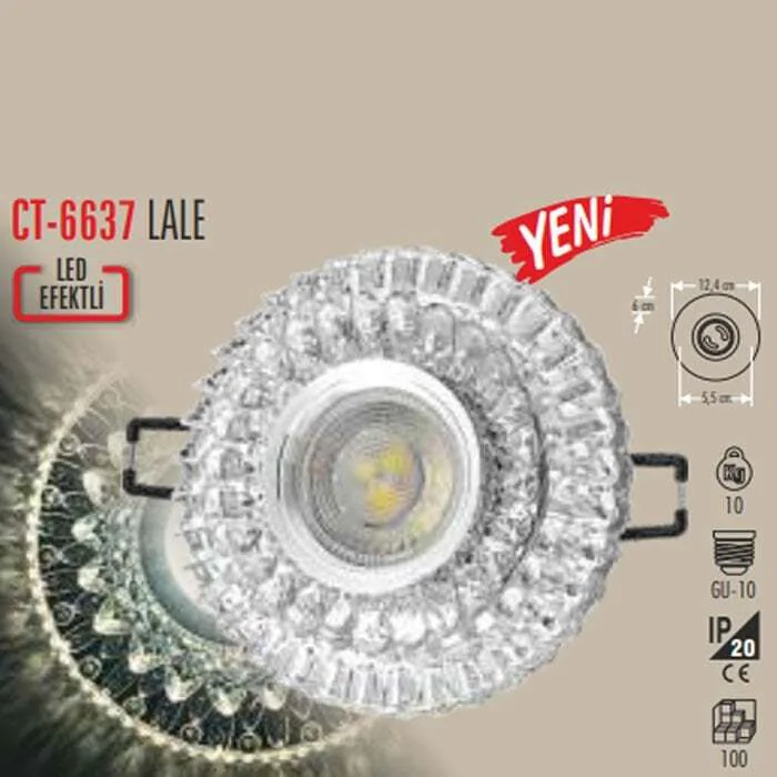 Lale Beyaz Led Efektli Dekoratif Kristal Cam Boş Kasa