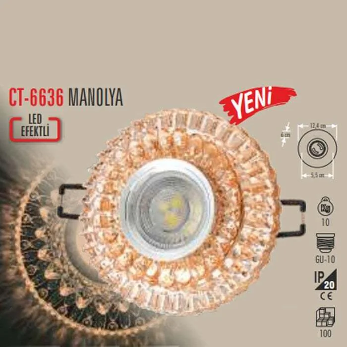 Led Efektli Manolya Cam Spot Kasa